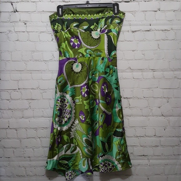 Laundry by Shelli Segal 100% silk, green, size 2 - Picture 5 of 8